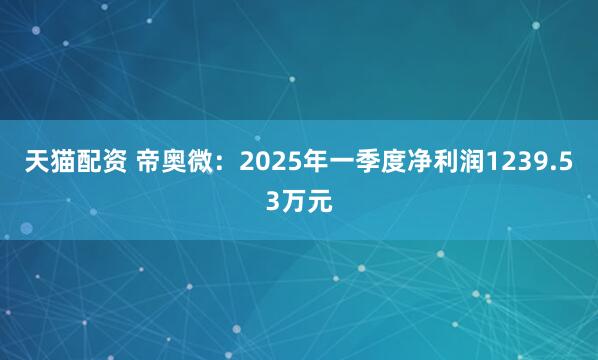 天猫配资 帝奥微：2025年一季度净利润1239.53万元